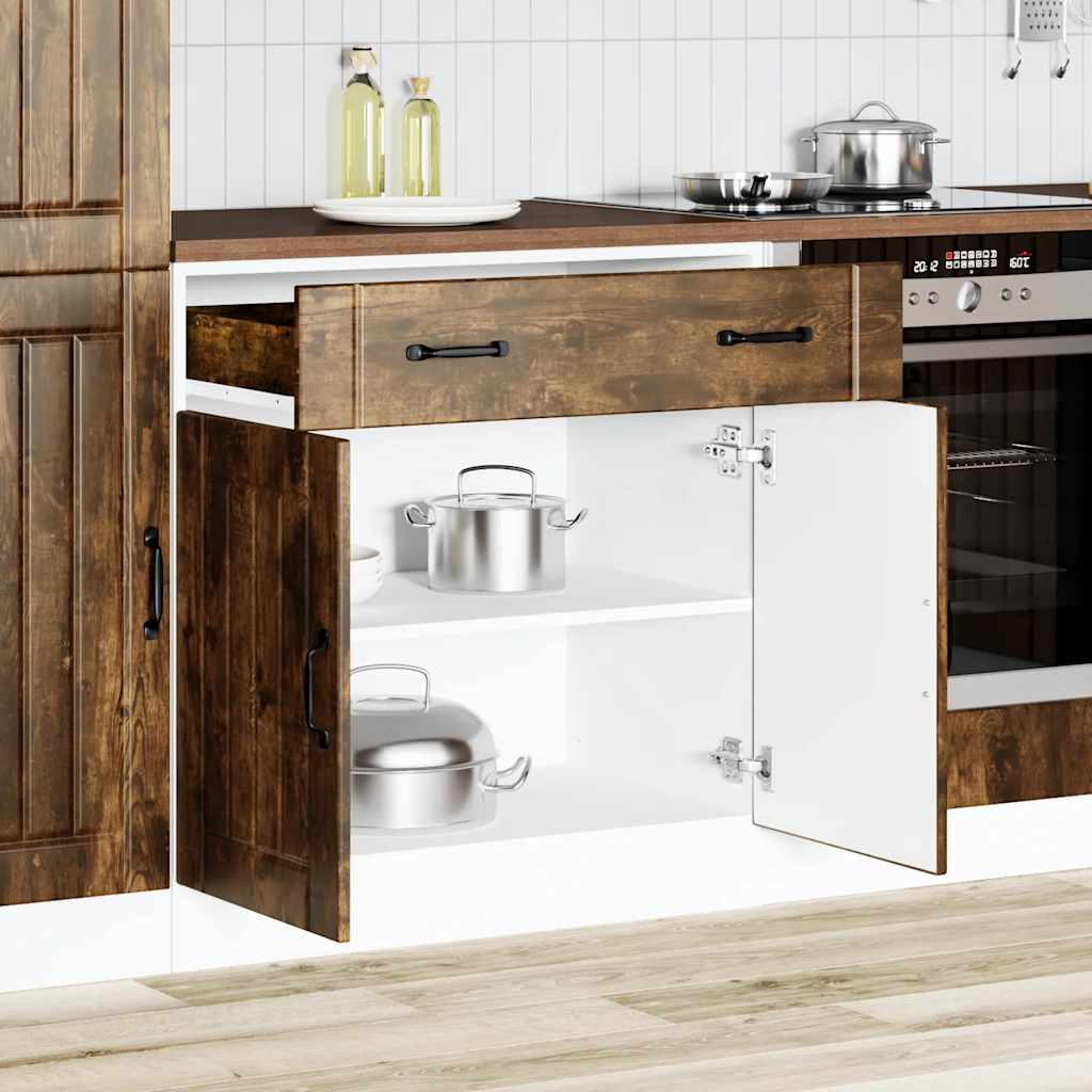 vidaXL Keukenwandkast met glazen deur Lucca bewerkt hout zwart
