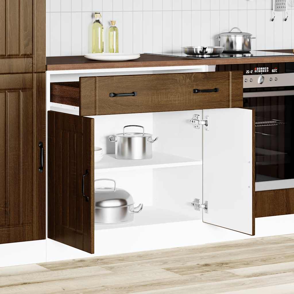 vidaXL Keukenwandkast met glazen deur Lucca bewerkt hout zwart