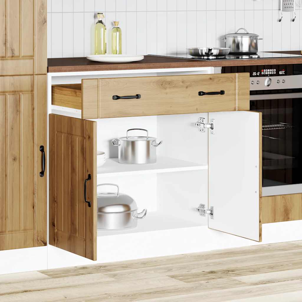 vidaXL Keukenwandkast met glazen deur Lucca bewerkt hout zwart