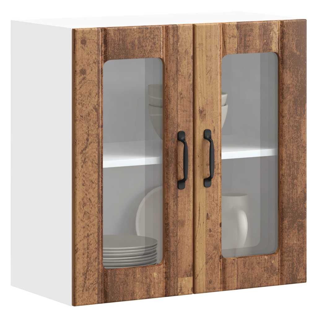vidaXL Keukenwandkast met glazen deur Lucca bewerkt hout zwart