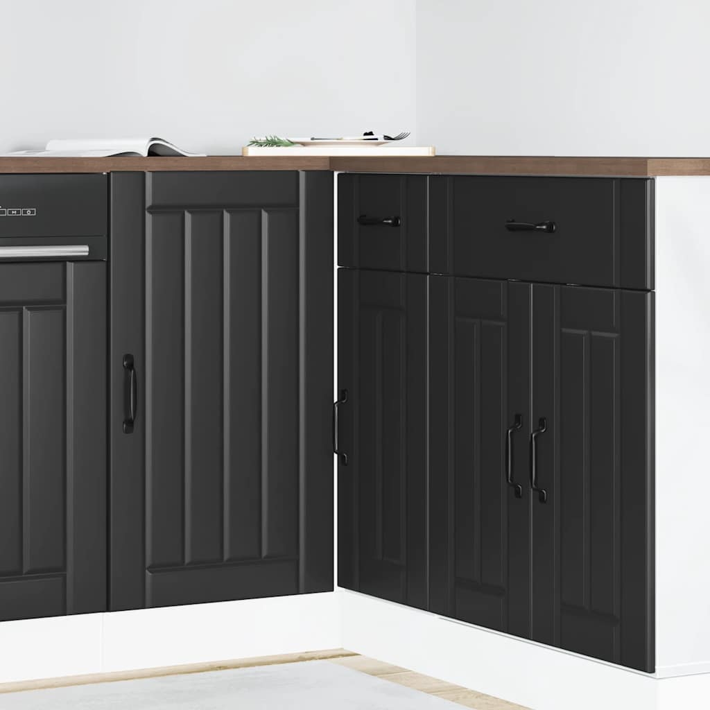 vidaXL Keukenwandkast met glazen deur Lucca bewerkt hout zwart