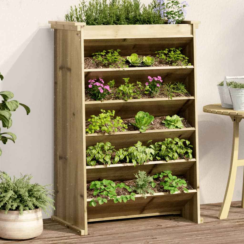 vidaXL Kruidenbak 6-laags 69x40x101,5 cm massief grenenhout