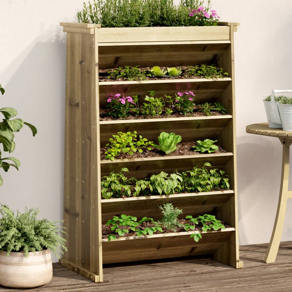 vidaXL Kruidenbak 6-laags 69x40x101,5 cm massief grenenhout