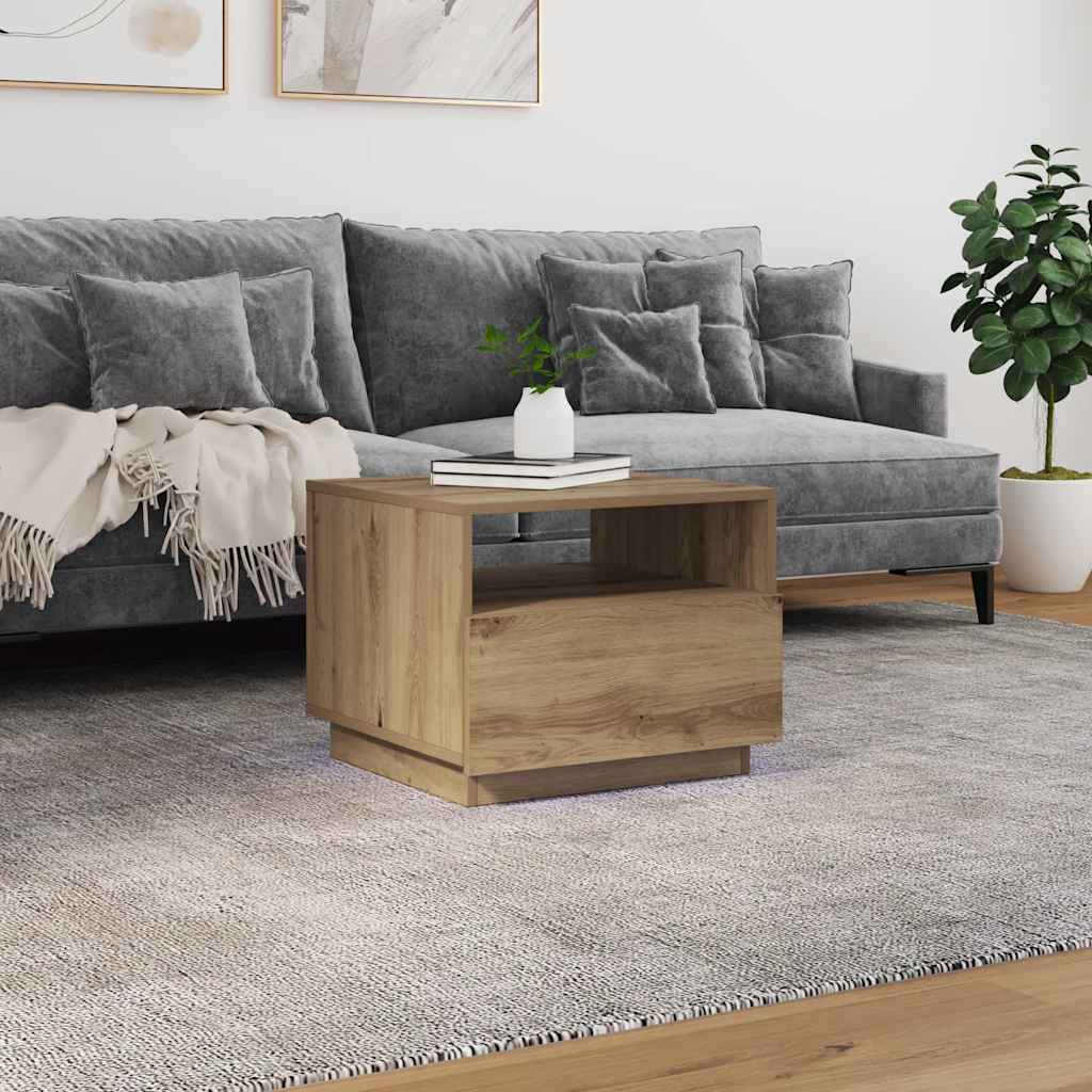 vidaXL Salontafel met LED-verlichting 50x49x40 cm zwart