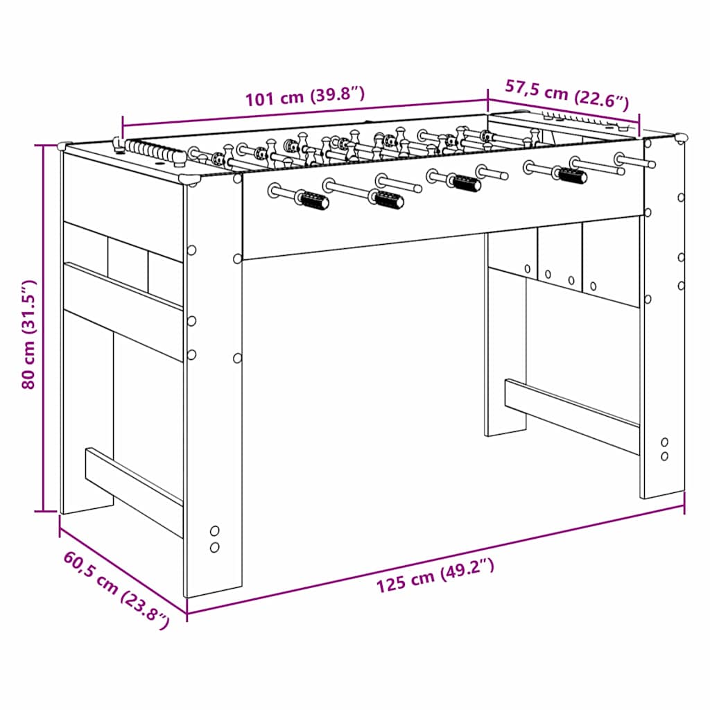 vidaXL Honkbaltafel Wit 125 x 60,5 x 80 cm Bewerkt hout
