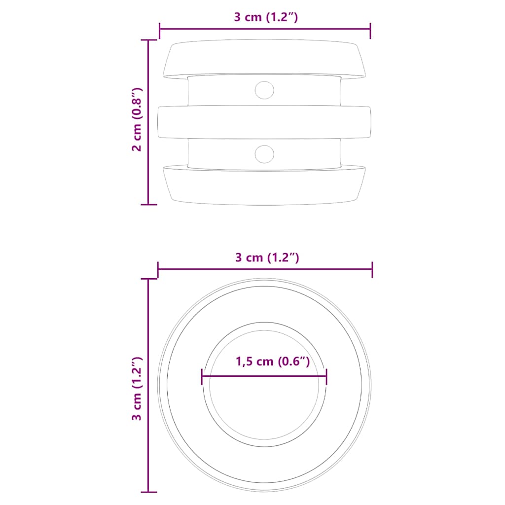vidaXL Voetbaltafel Bumpers 3 x 3 x 2 cm Stang 16 pcs Zwart