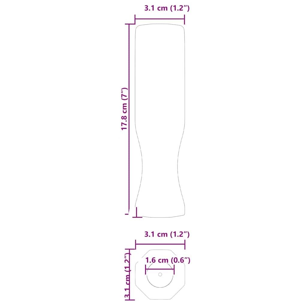 vidaXL Voetbal Tafel Handvatten 10 pcs Zwart 3,1 x 3,1 x 17,8 cm