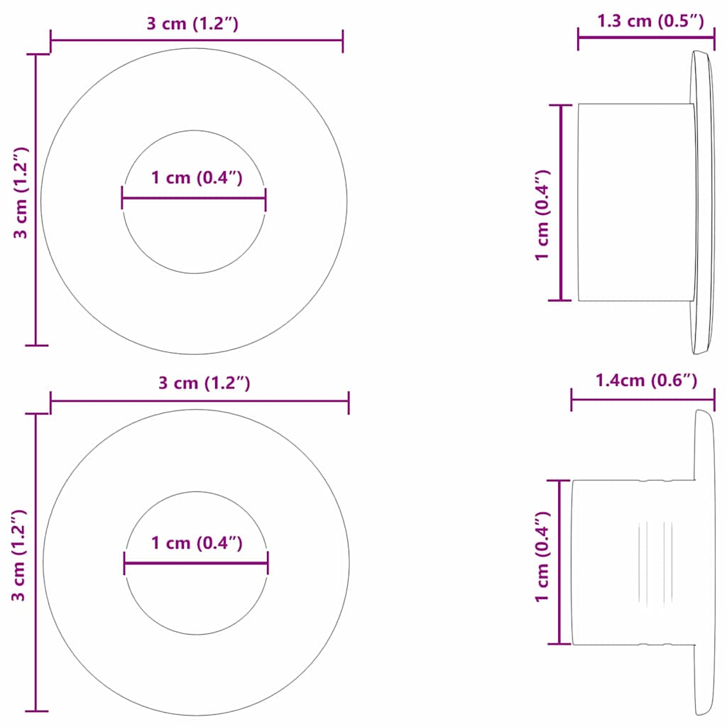 vidaXL Voetbal Tafel Stoppers 10 pcs Wit 3 x 3 x 2 cm HIPS