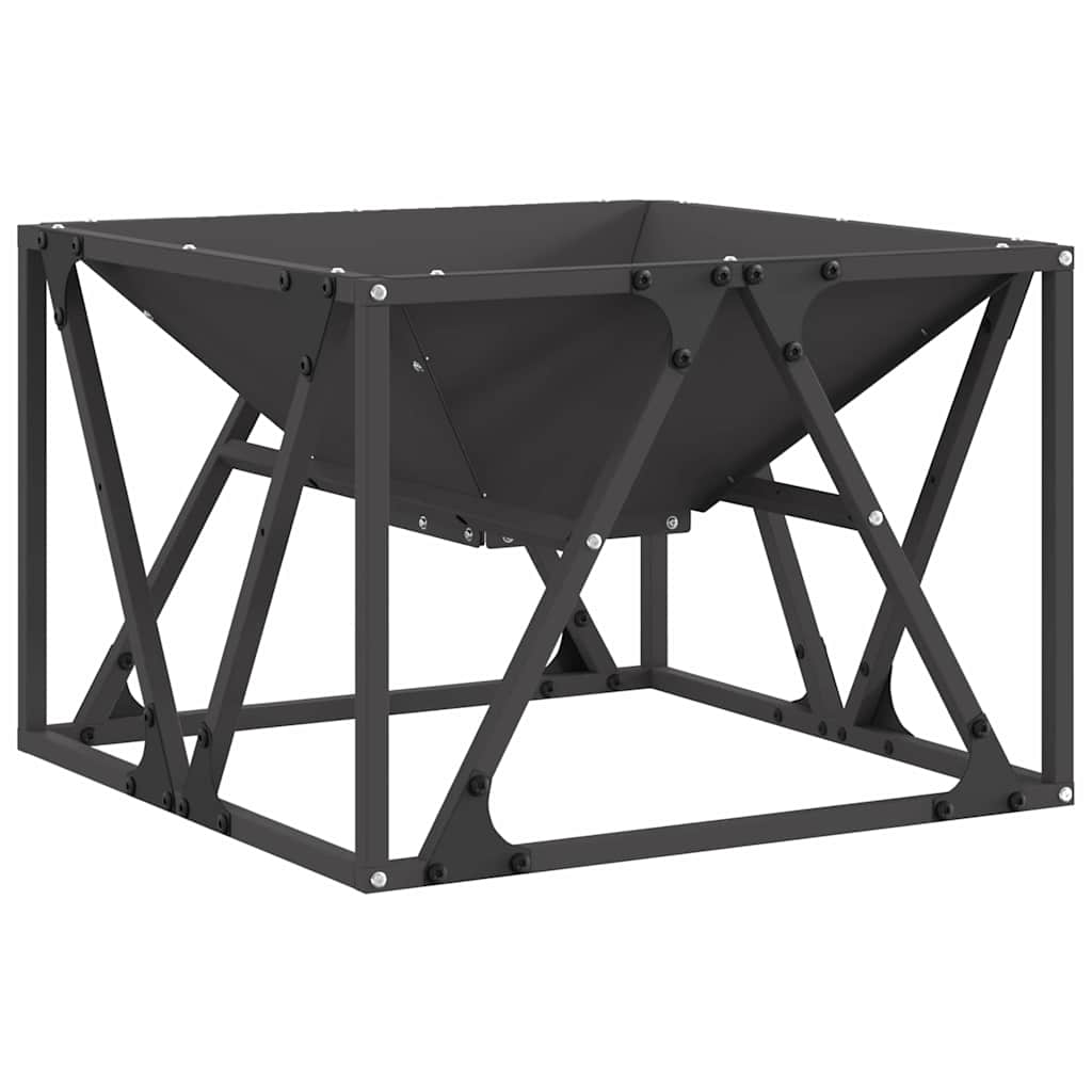 vidaXL vierkante vuurkorf zwart 50x50x35 cm staal