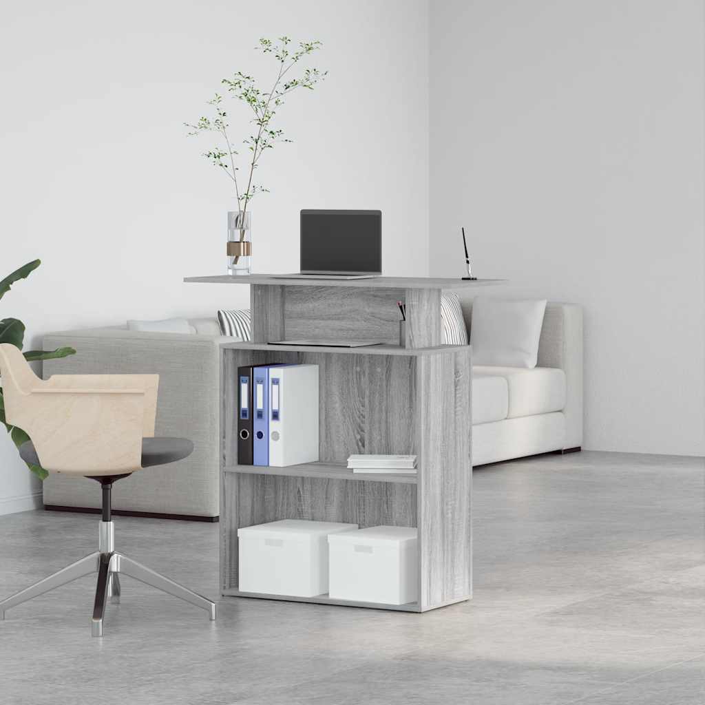vidaXL Receptiebalie 100x40x104 cm bewerkt hout grijs sonoma eiken