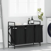 vidaXL Wasmand 2 vakken met plank zwart eikenkleurig