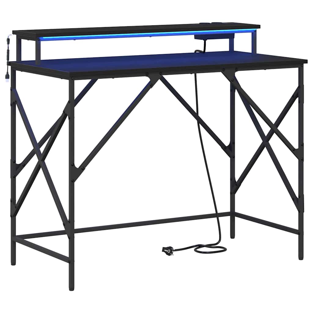 vidaXL Bureau met opslag Zwart eiken 100 x 50 x 86.5 cm Bewerkt hout