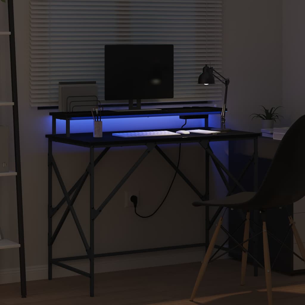 vidaXL Bureau met opslag Zwart eiken 100 x 50 x 86.5 cm Bewerkt hout