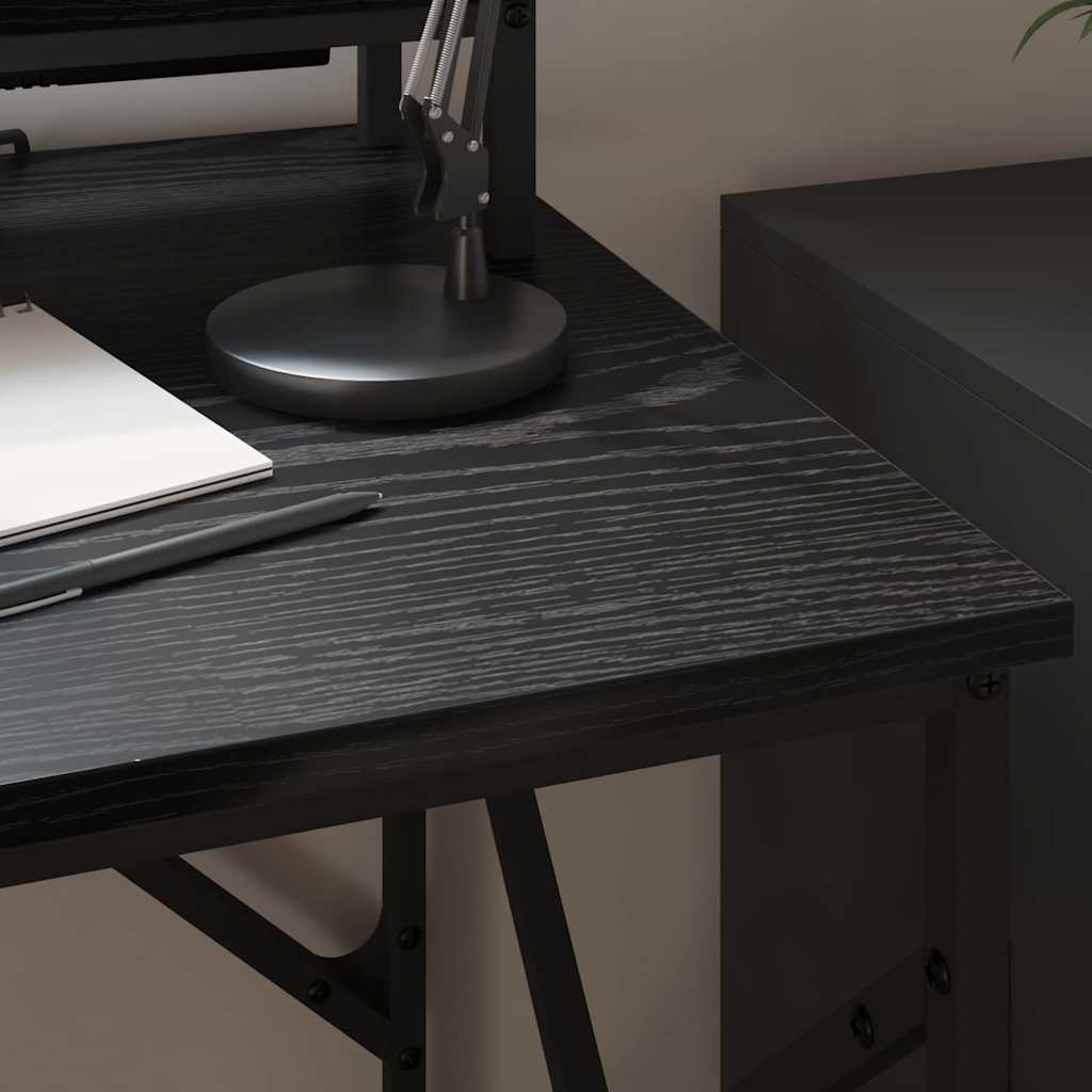 vidaXL Bureau met opslag Zwart eiken 100 x 50 x 86.5 cm Bewerkt hout