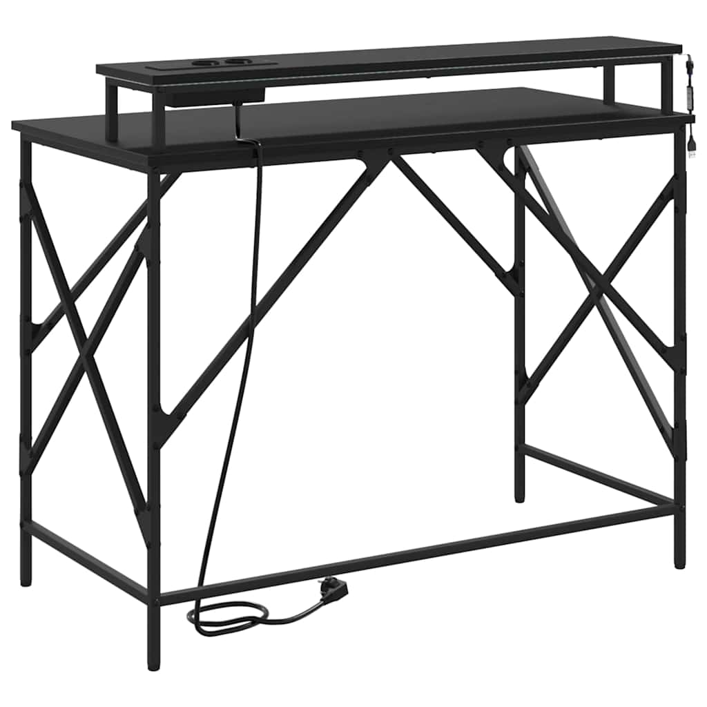 vidaXL Bureau met opslag Zwart eiken 100 x 50 x 86.5 cm Bewerkt hout
