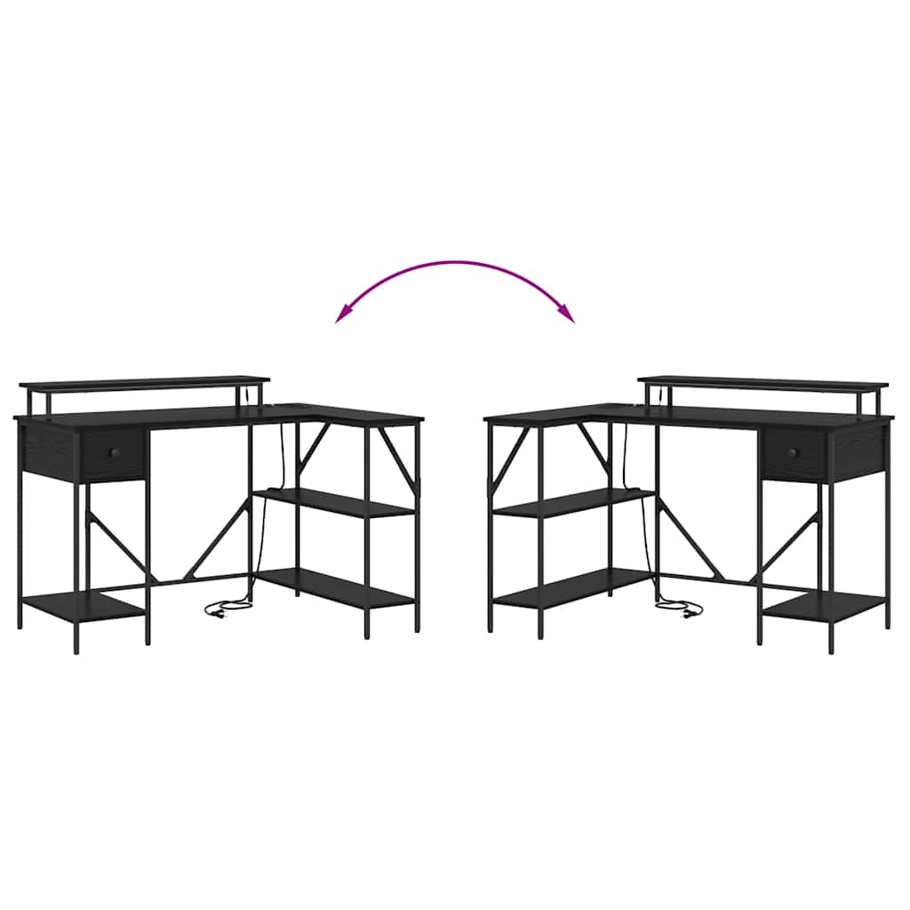 vidaXL Bureau met lade Zwart eiken 120 x 79 x 86.5 cm Bewerkt hout