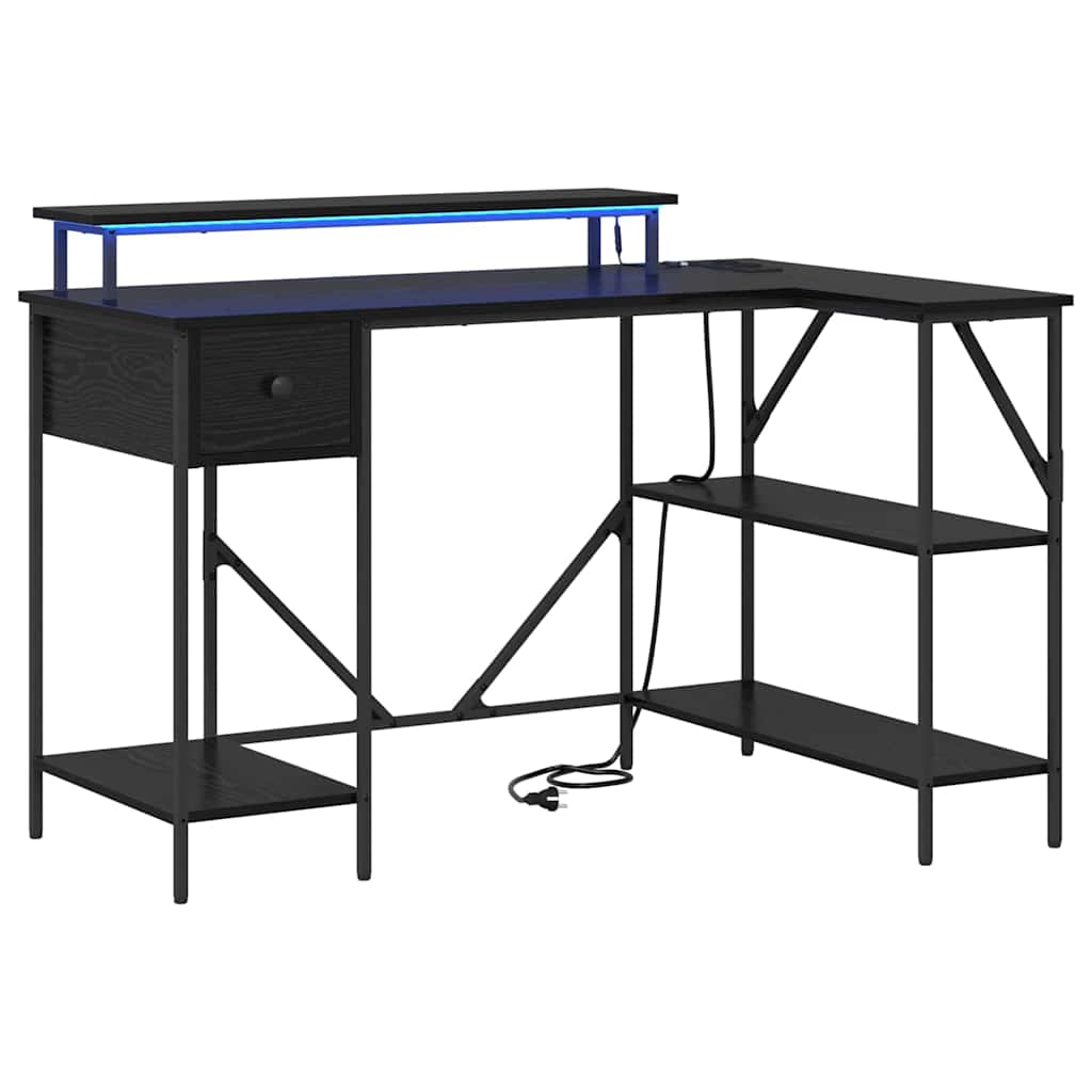vidaXL Bureau met lade Zwart eiken 120 x 79 x 86.5 cm Bewerkt hout