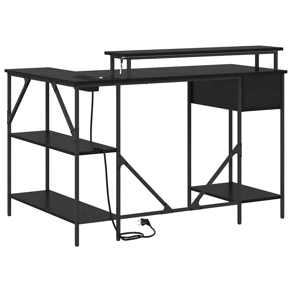 vidaXL Bureau met lade Zwart eiken 120 x 79 x 86.5 cm Bewerkt hout