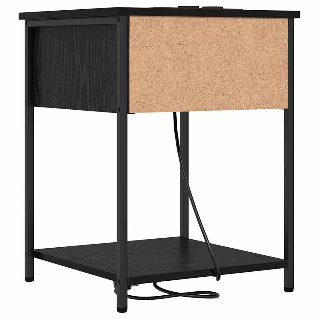 vidaXL Nachtkastje met lade Zwart eiken 42 x 41 x 56 cm Bewerkt hout