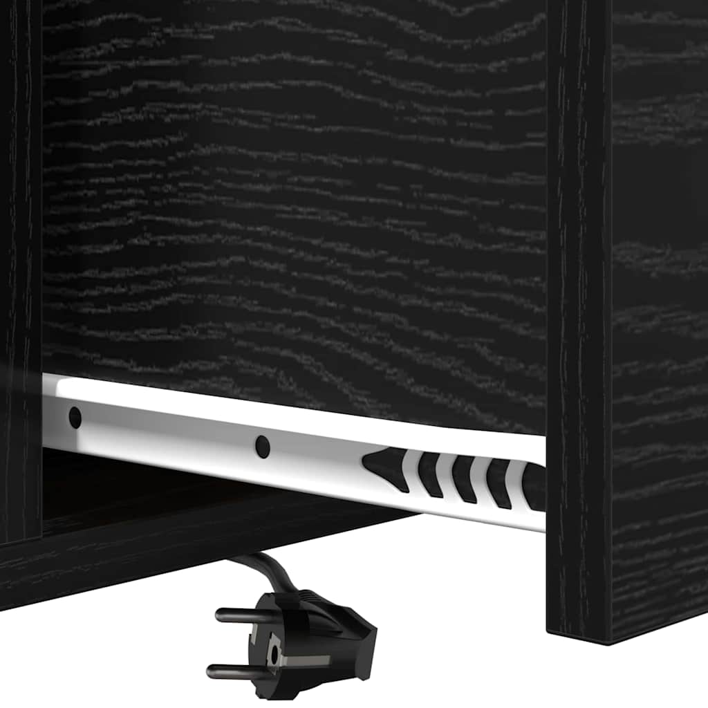 vidaXL Nachtkastje met Oplaadstation 2 pcs Zwart eiken Bewerkt hout