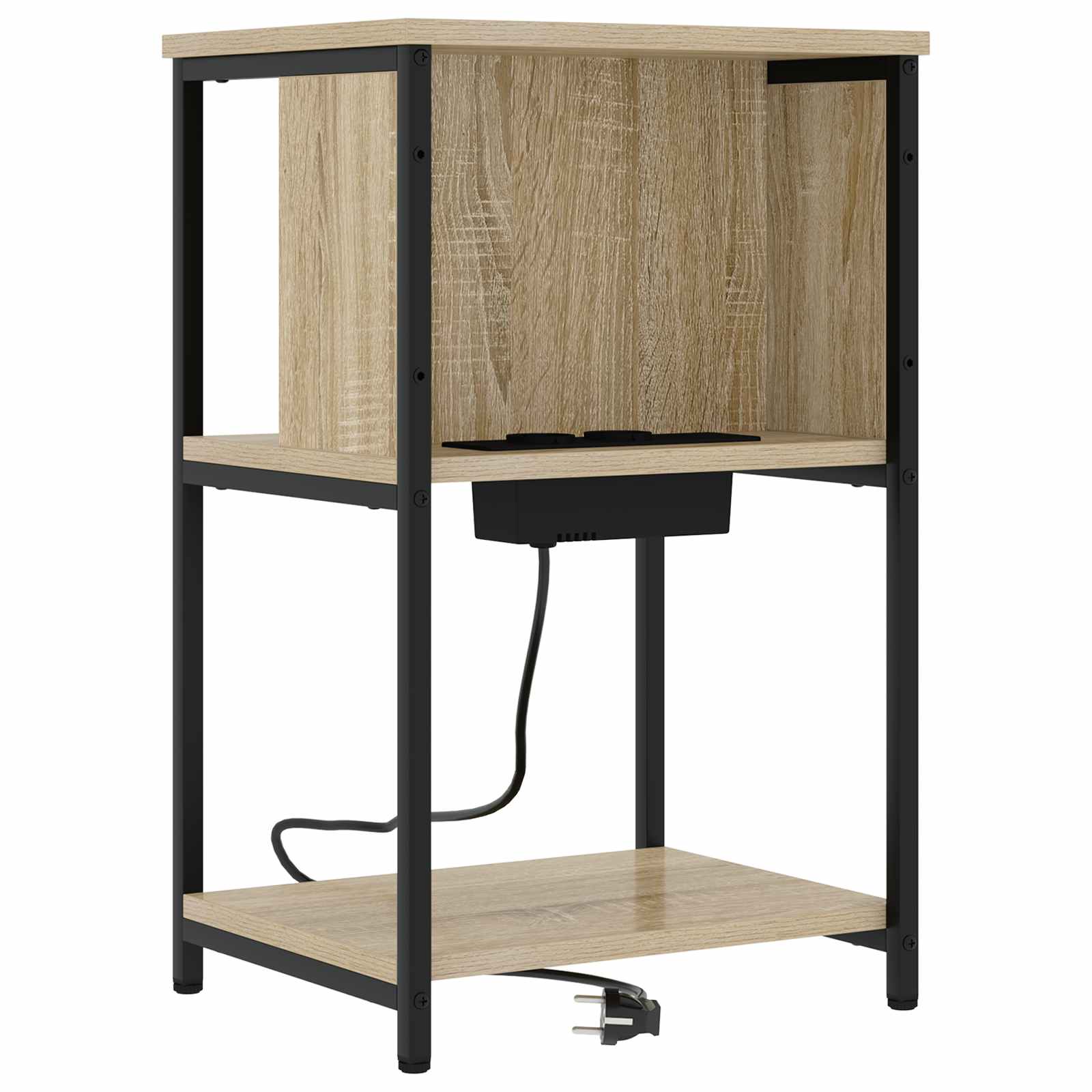 vidaXL Nachtkastje Zwart eiken 38 x 31 x 61 cm Bewerkt hout