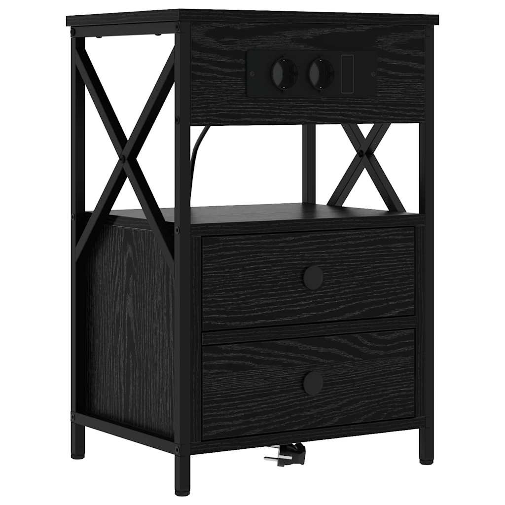vidaXL Nachtkastje met lade Zwart eiken 40 x 31 x 60 cm Bewerkt hout