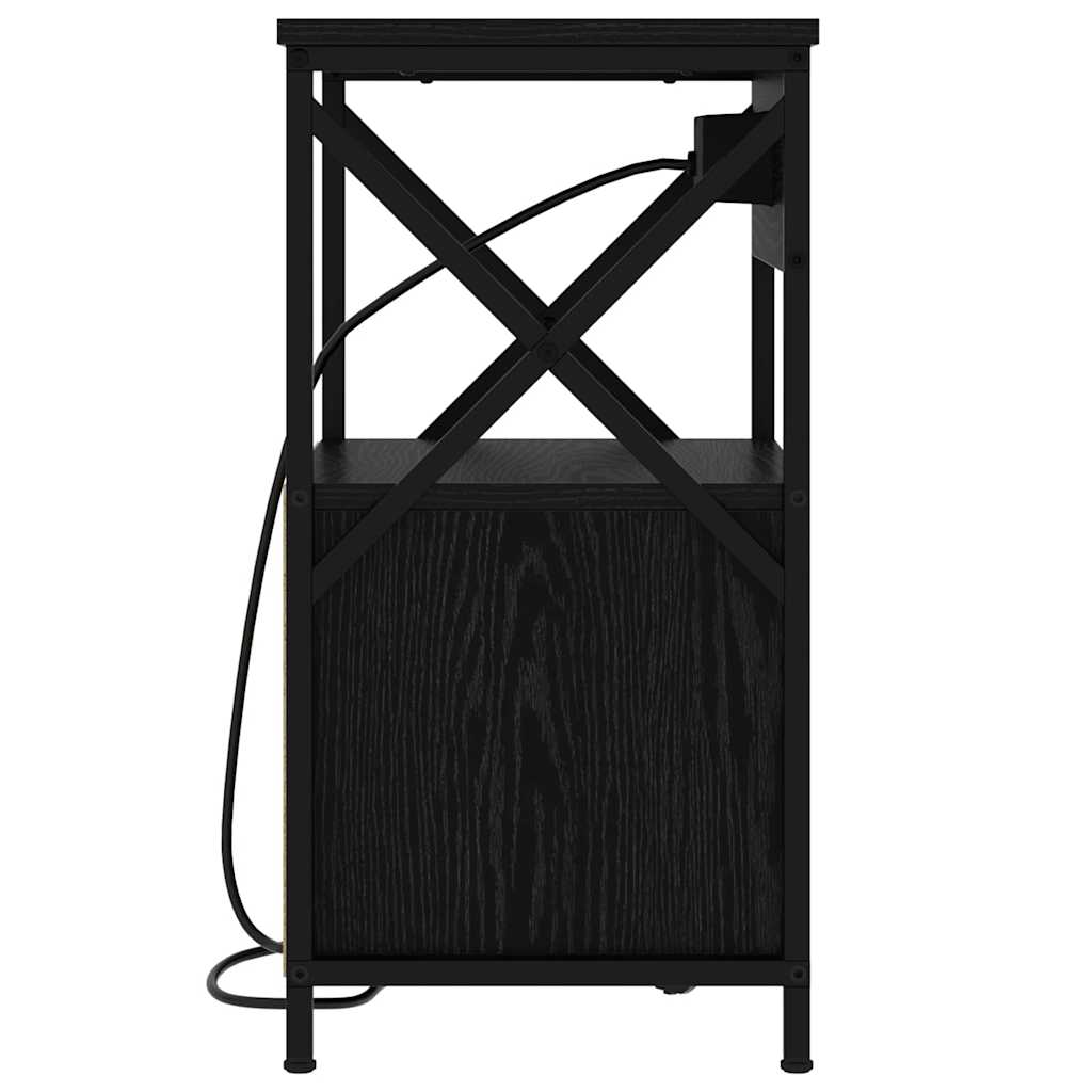 vidaXL Nachtkastje met lade Zwart eiken 40 x 31 x 60 cm Bewerkt hout