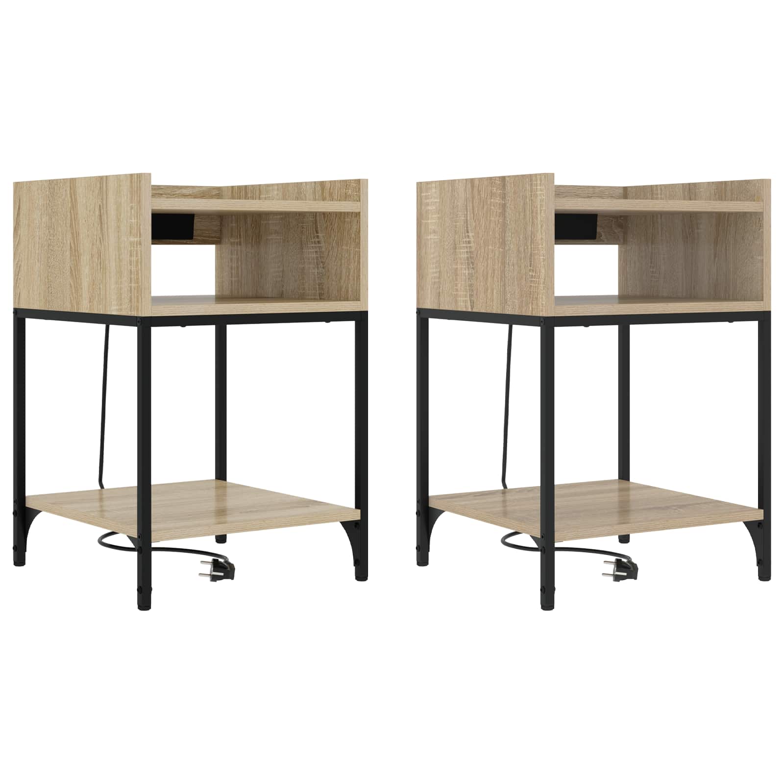vidaXL Nachtkastje met plank Zwart eiken 40 x 40 x 61 cm Bewerkt hout