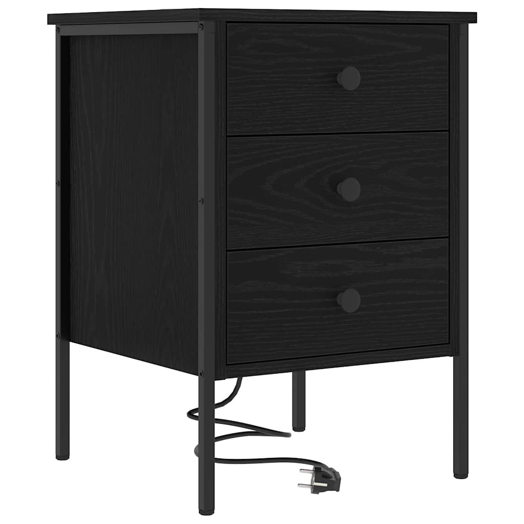 vidaXL Nachtkastje met lade Zwart eiken 42 x 41 x 61 cm Bewerkt hout