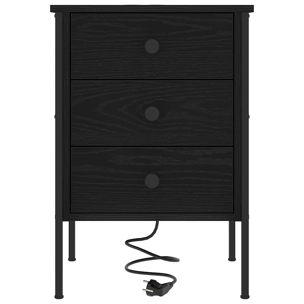 vidaXL Nachtkastje met lade Zwart eiken 42 x 41 x 61 cm Bewerkt hout