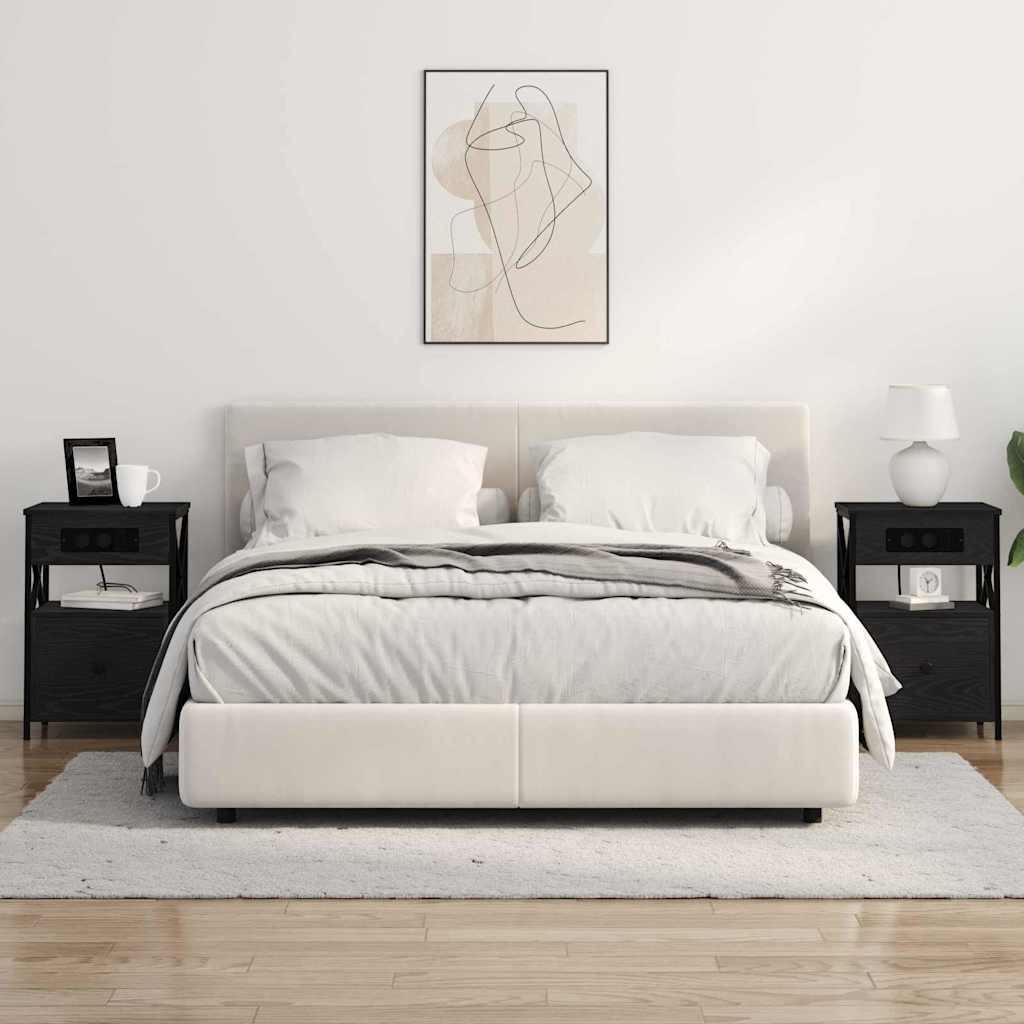 vidaXL Nachtkastje met lade Zwart eiken 40 x 31 x 60 cm Bewerkt hout