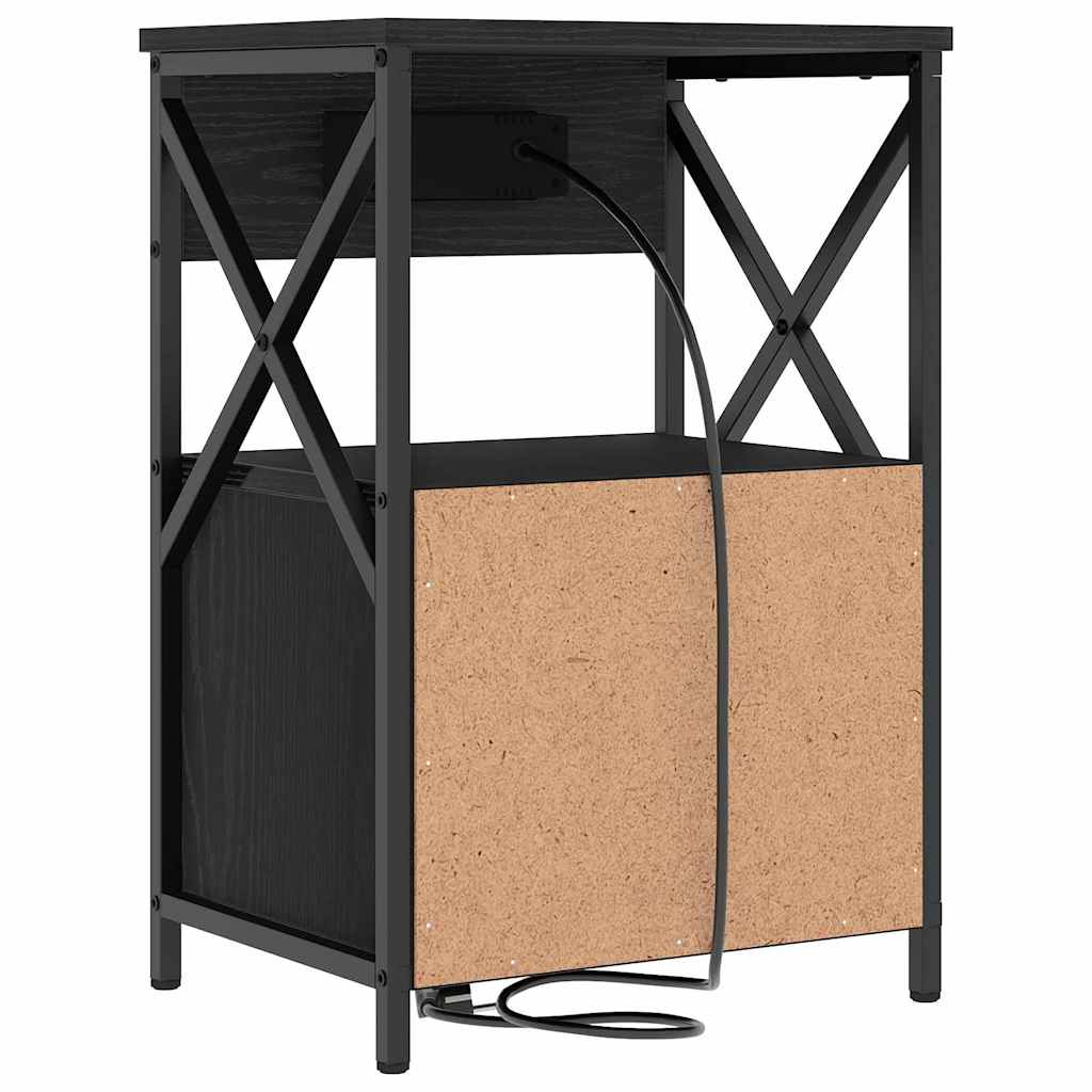 vidaXL Nachtkastje met lade Zwart eiken 40 x 31 x 60 cm Bewerkt hout