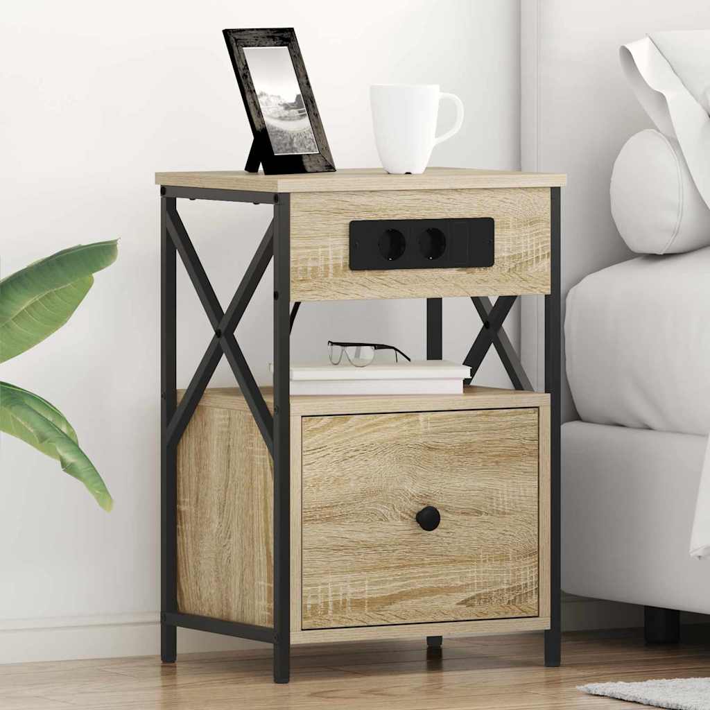 vidaXL Nachtkastje met lade Zwart eiken 40 x 31 x 60 cm Bewerkt hout