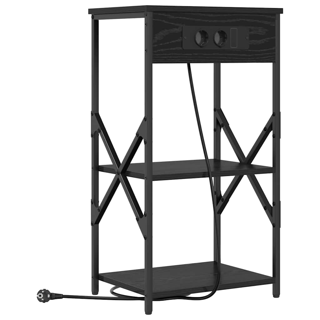 vidaXL Nachtkastje met plank Zwart eiken 41 x 31 x 76 cm Bewerkt hout
