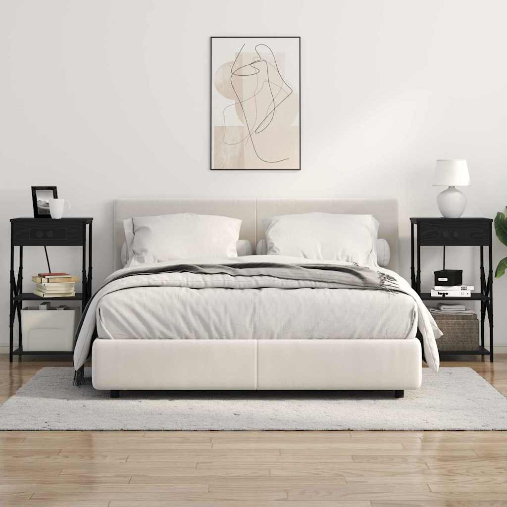 vidaXL Nachtkastje met plank Zwart eiken 41 x 31 x 76 cm Bewerkt hout