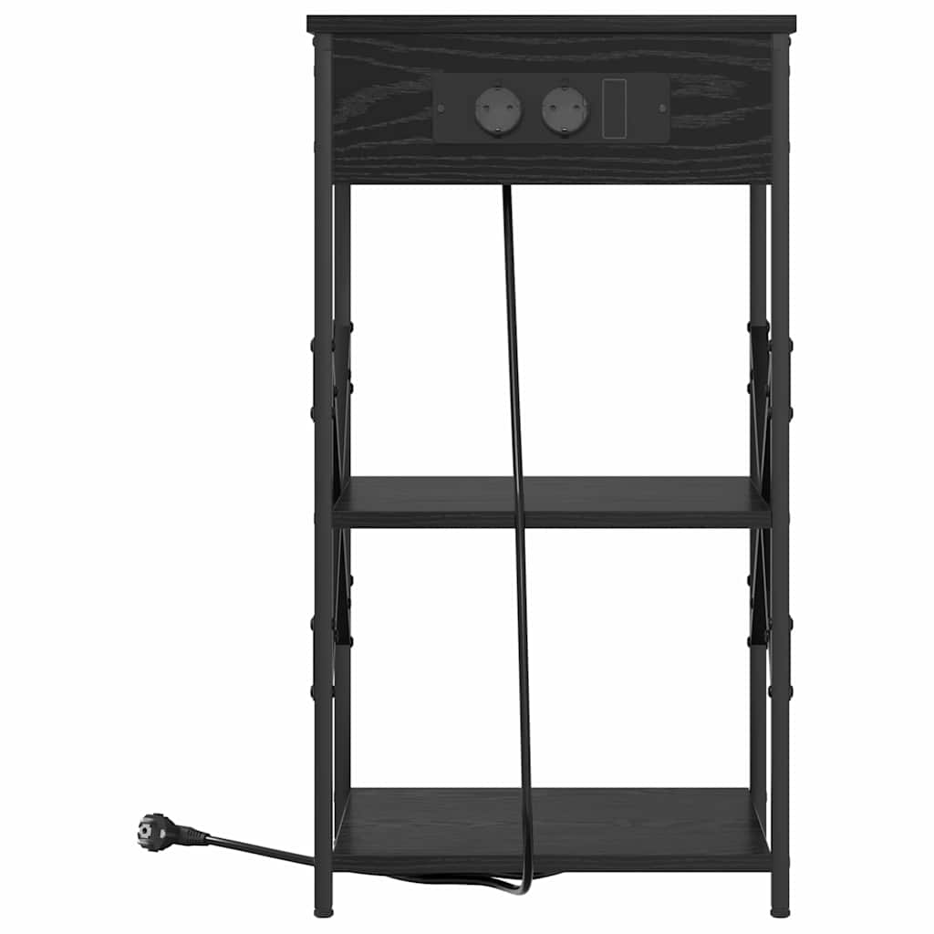 vidaXL Nachtkastje met plank Zwart eiken 41 x 31 x 76 cm Bewerkt hout