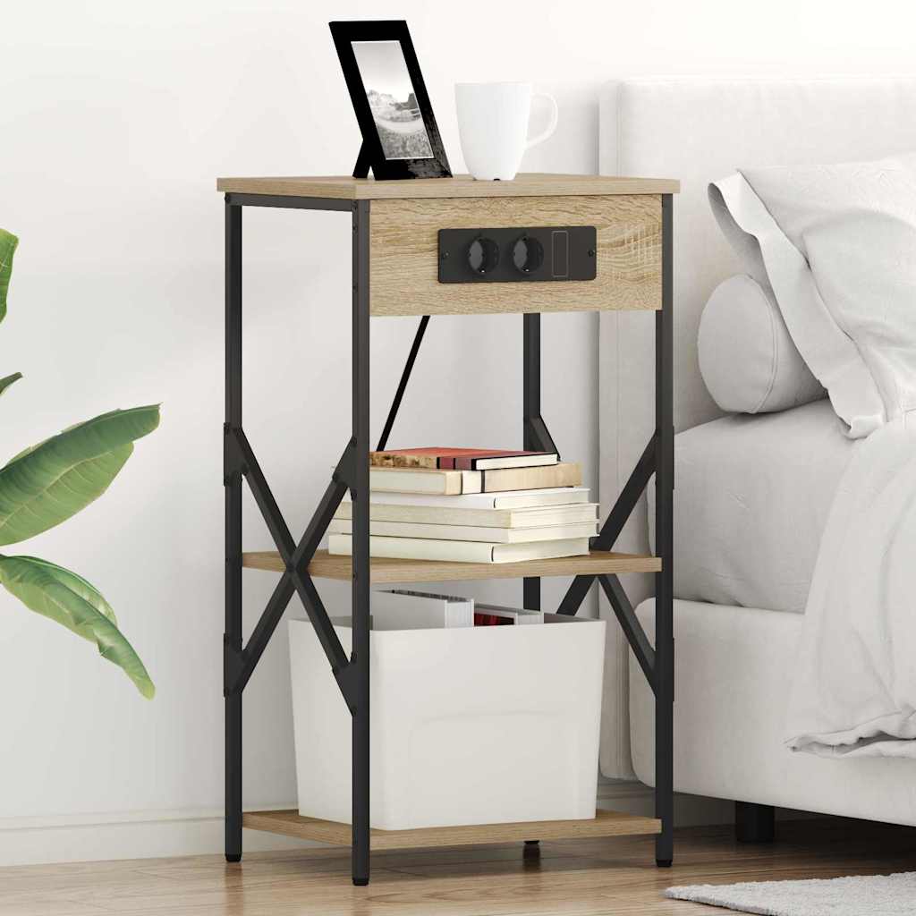 vidaXL Nachtkastje met plank Zwart eiken 41 x 31 x 76 cm Bewerkt hout