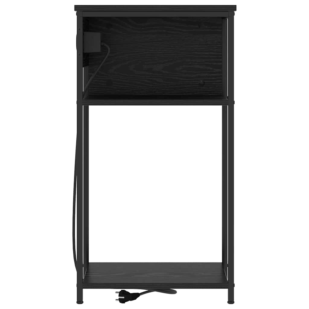 vidaXL Nachtkastje Zwart eiken 28.1 x 40.9 x 75 cm Bewerkt hout