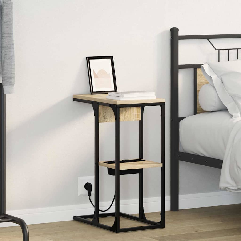 vidaXL Nachtkastje Zwart eiken 41.5 x 26 x 60.5 cm Bewerkt hout