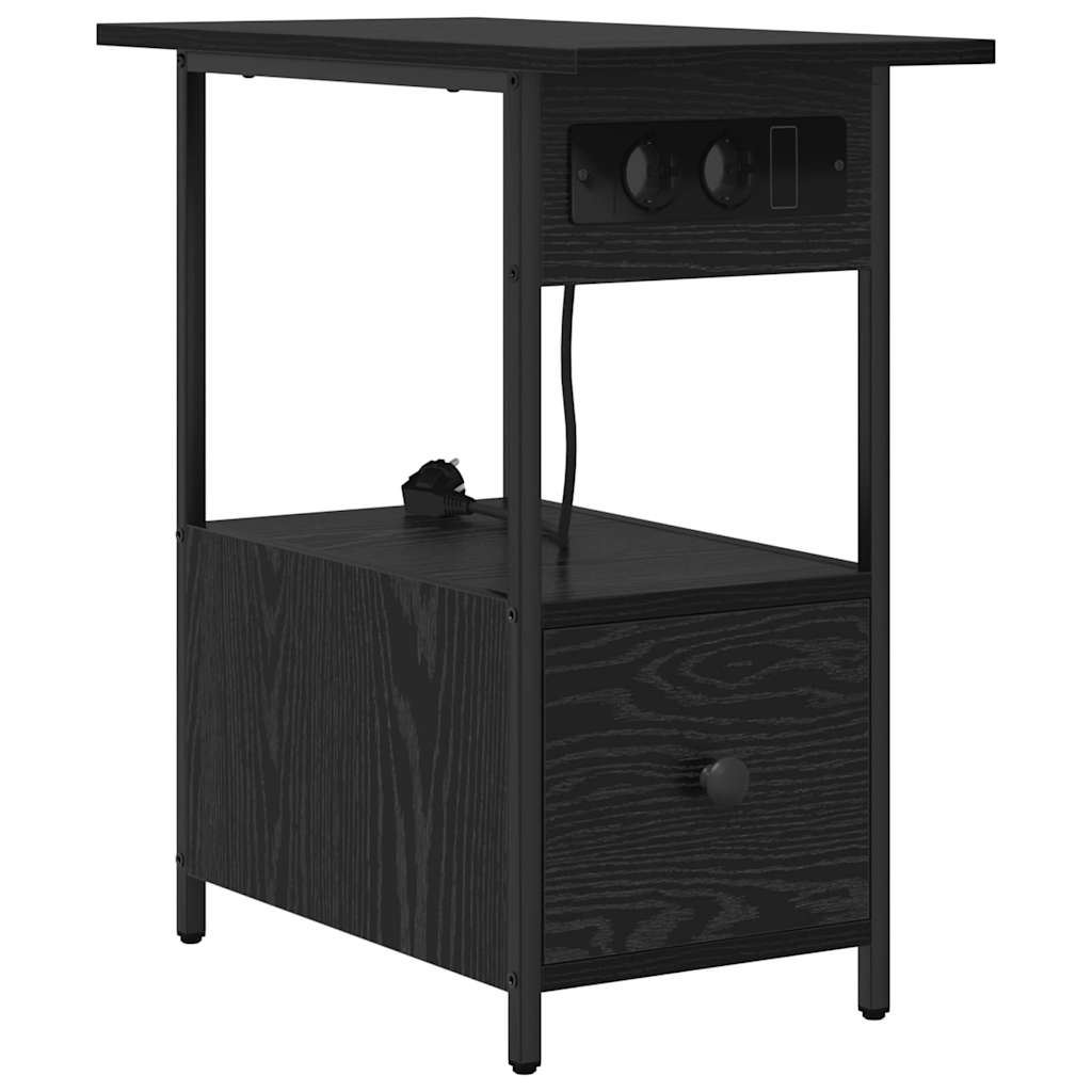vidaXL Nachtkastje met lade Zwart eiken 60 x 30 x 61 cm Bewerkt hout