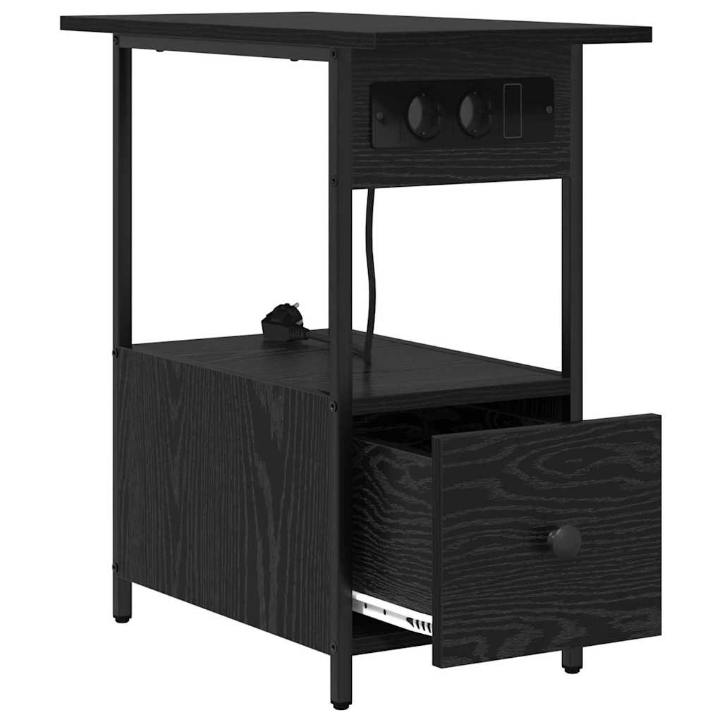 vidaXL Nachtkastje met lade Zwart eiken 60 x 30 x 61 cm Bewerkt hout