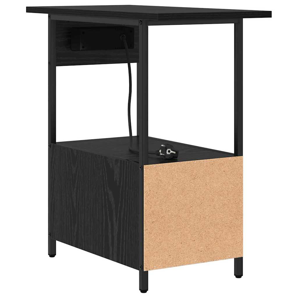 vidaXL Nachtkastje met lade Zwart eiken 60 x 30 x 61 cm Bewerkt hout