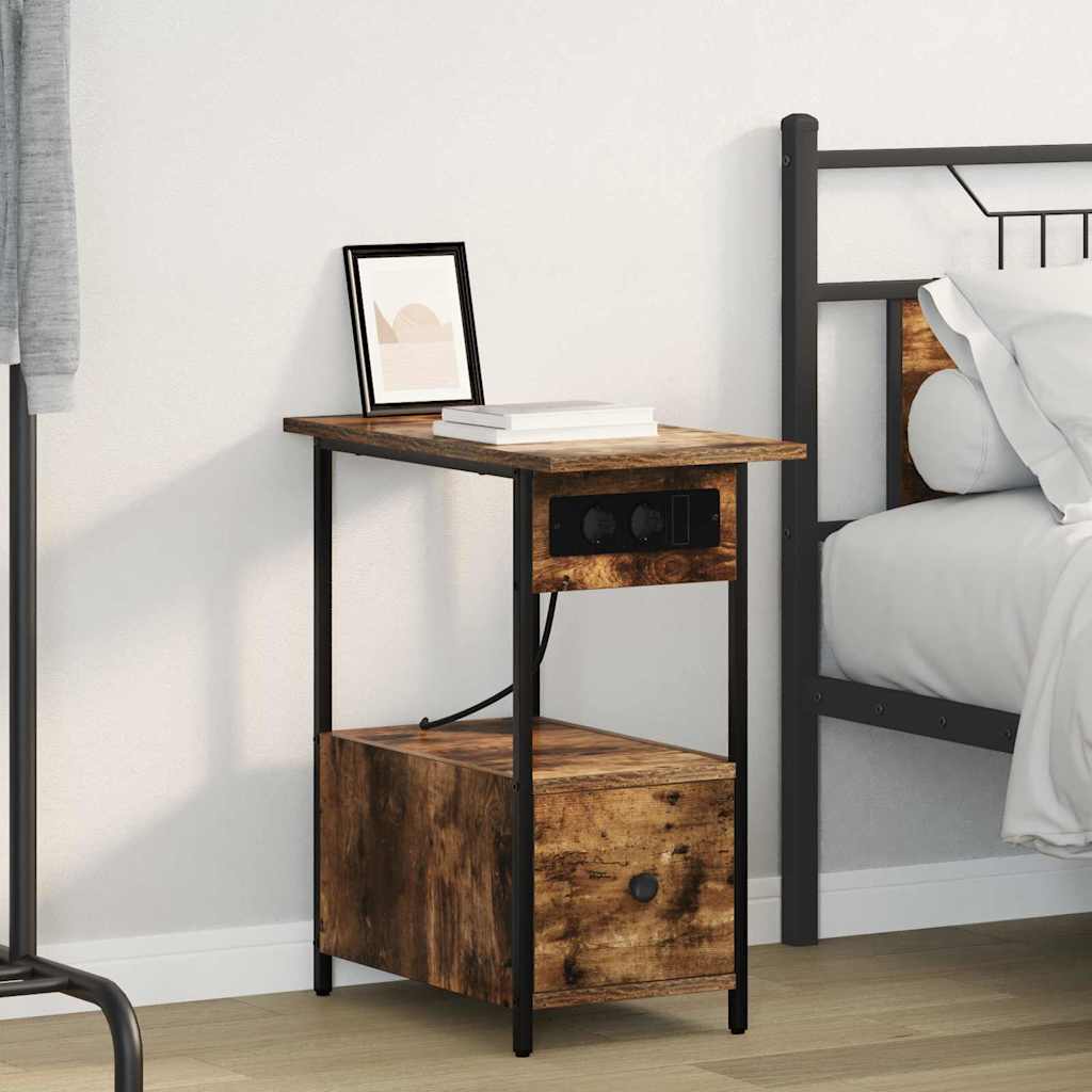 vidaXL Nachtkastje met lade Zwart eiken 60 x 30 x 61 cm Bewerkt hout