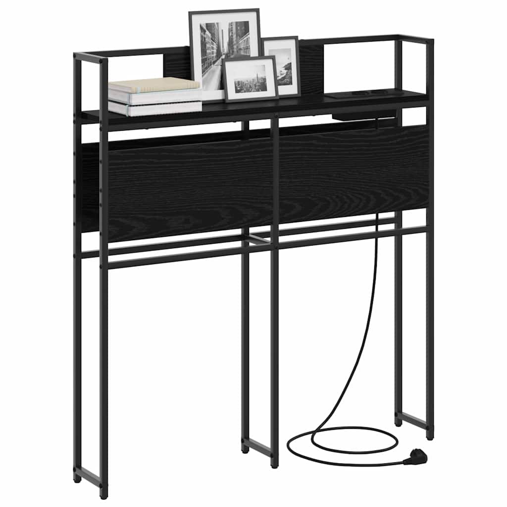 vidaXL Opberghoofdbord met hoofdeinde Zwart eiken 80 cm Bewerkt hout