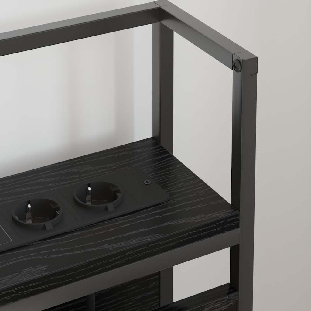 vidaXL Opberghoofdbord met hoofdeinde Zwart eiken 80 cm Bewerkt hout