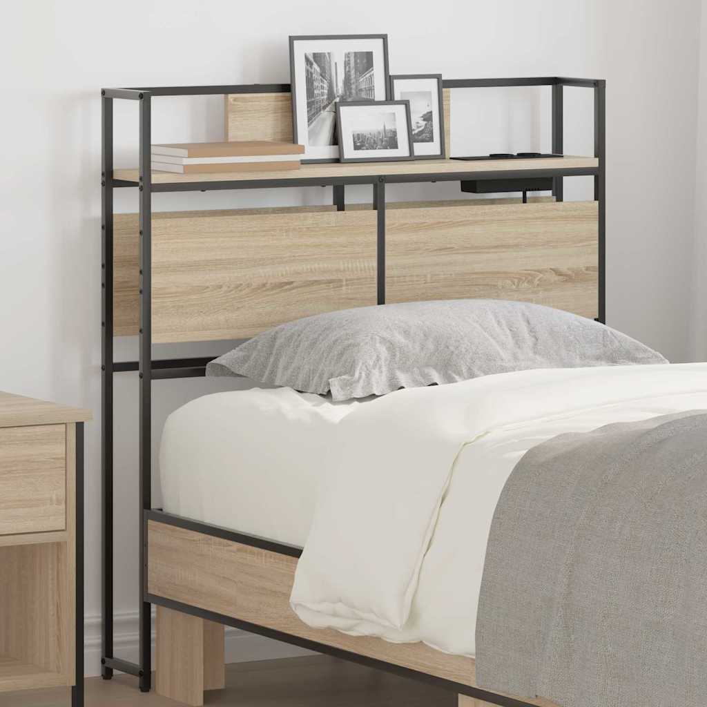 vidaXL Opberghoofdbord met hoofdeinde Zwart eiken 80 cm Bewerkt hout