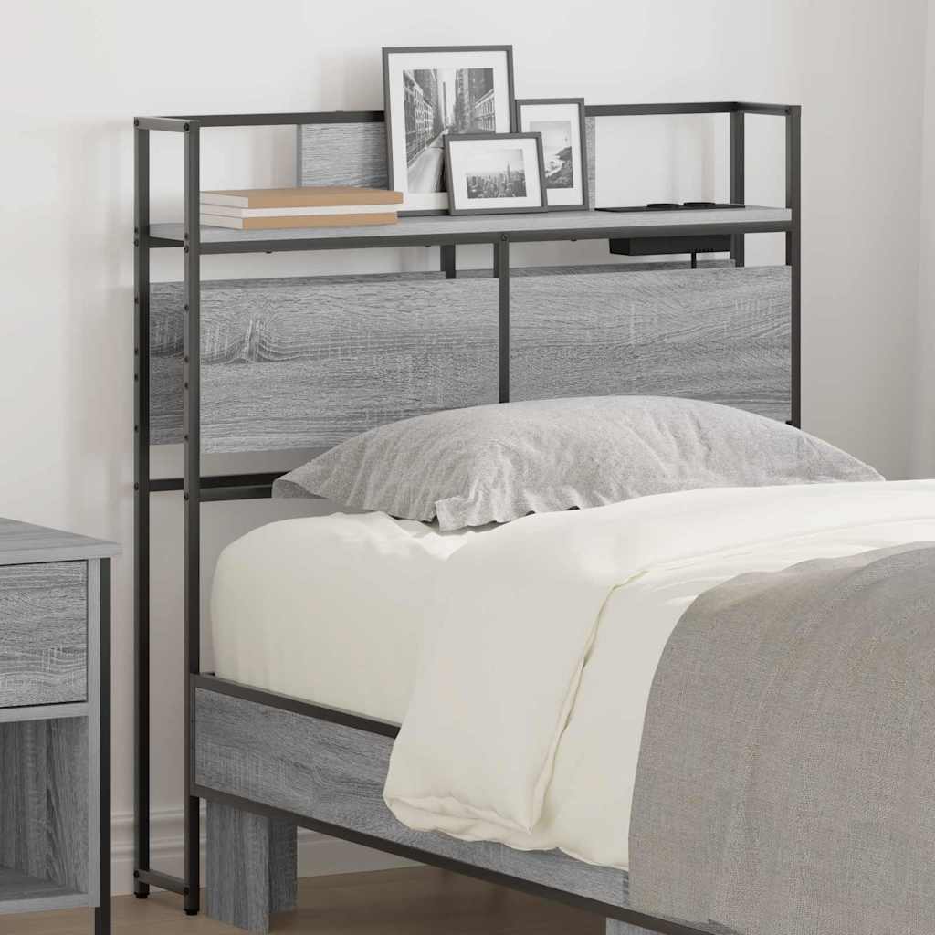 vidaXL Opberghoofdbord met hoofdeinde Zwart eiken 80 cm Bewerkt hout