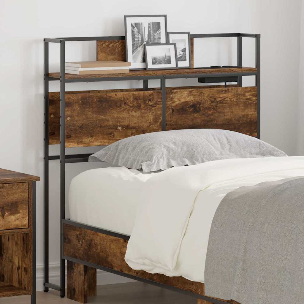 vidaXL Opberghoofdbord met hoofdeinde Zwart eiken 80 cm Bewerkt hout