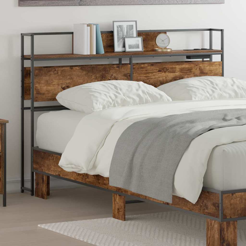 vidaXL Opberghoofdbord met hoofdeinde Zwart eiken 80 cm Bewerkt hout
