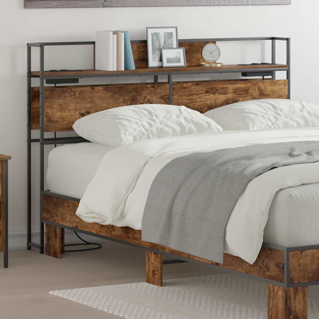 vidaXL Opberghoofdbord met hoofdeinde Zwart eiken 80 cm Bewerkt hout
